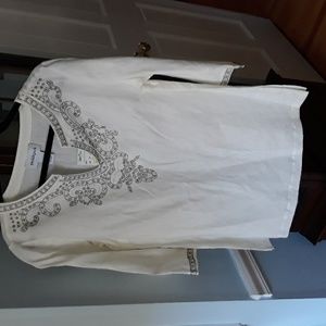 Peck & Peck Linen Tunic, with Detailed pattern, size Medium